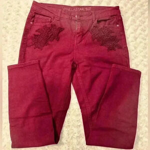 Vanilla Star Juniors Mid Rise Skinny Burgundy Jeans